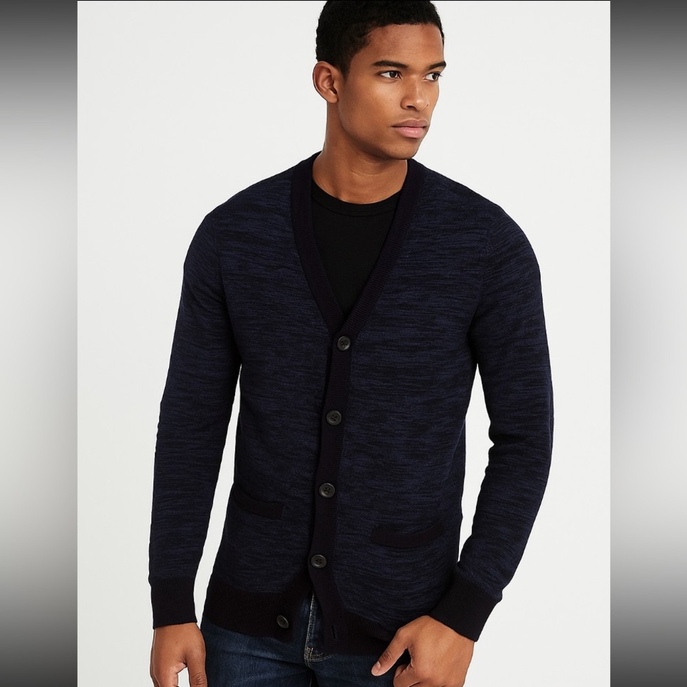 Express Cardigan Men's Small Blue Knit Button Up Classic Casual Preppy Grandpa